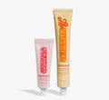 Skincare duo for dark spots and dry skin from Topicals featuring the Faded Brightening Serum and Like Butter Hydrating Moisturizer displayed side by side on a white background.
